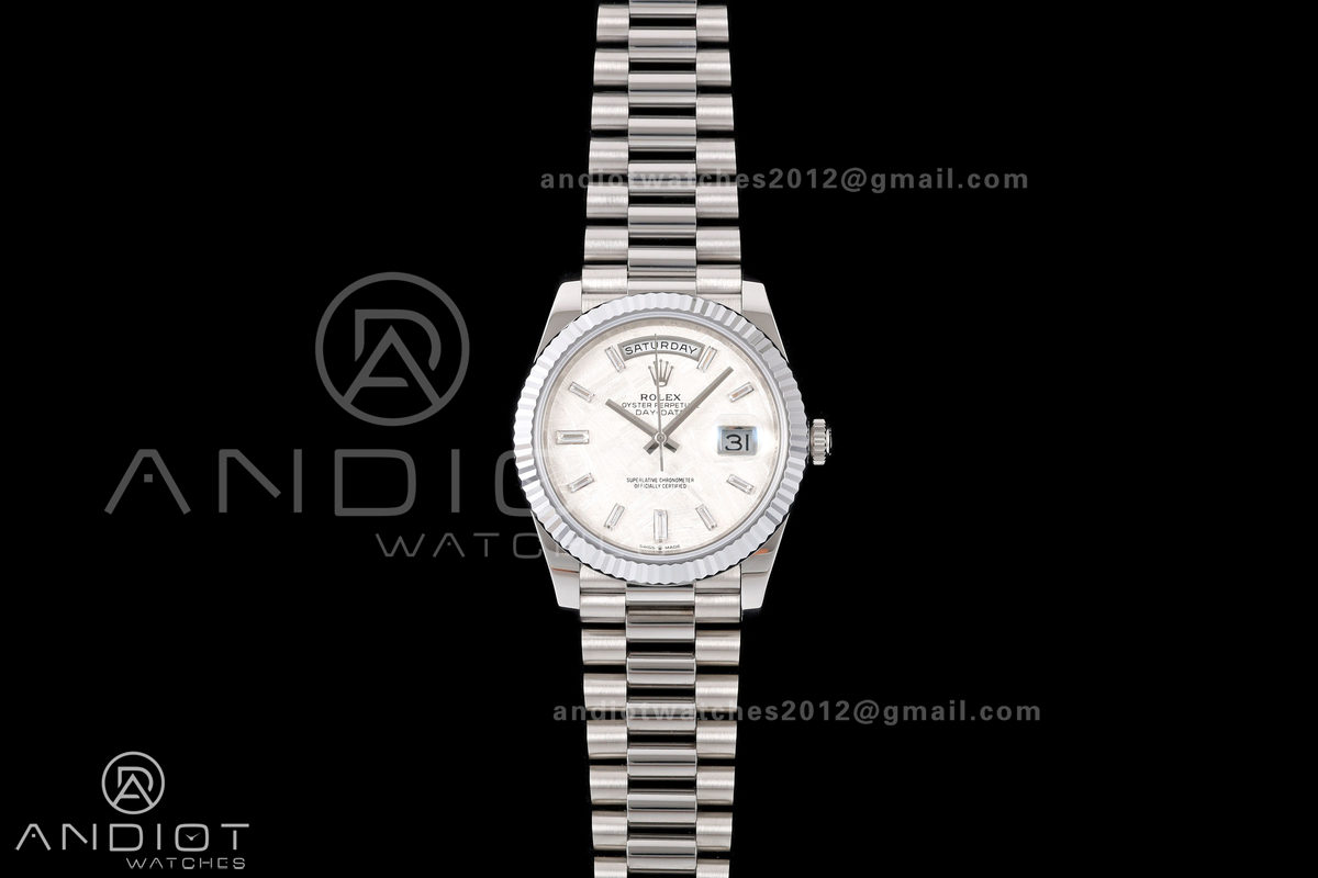 Day Date 40 SS RGF 1:1 Best Edition Meteorite Crystal Dial on President Bracelet VR3255 V2